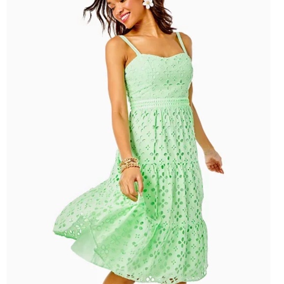 Lilly Pulitzer Mint Eyelet Tiered Sundress NWT size 8 - Picture 4 of 5